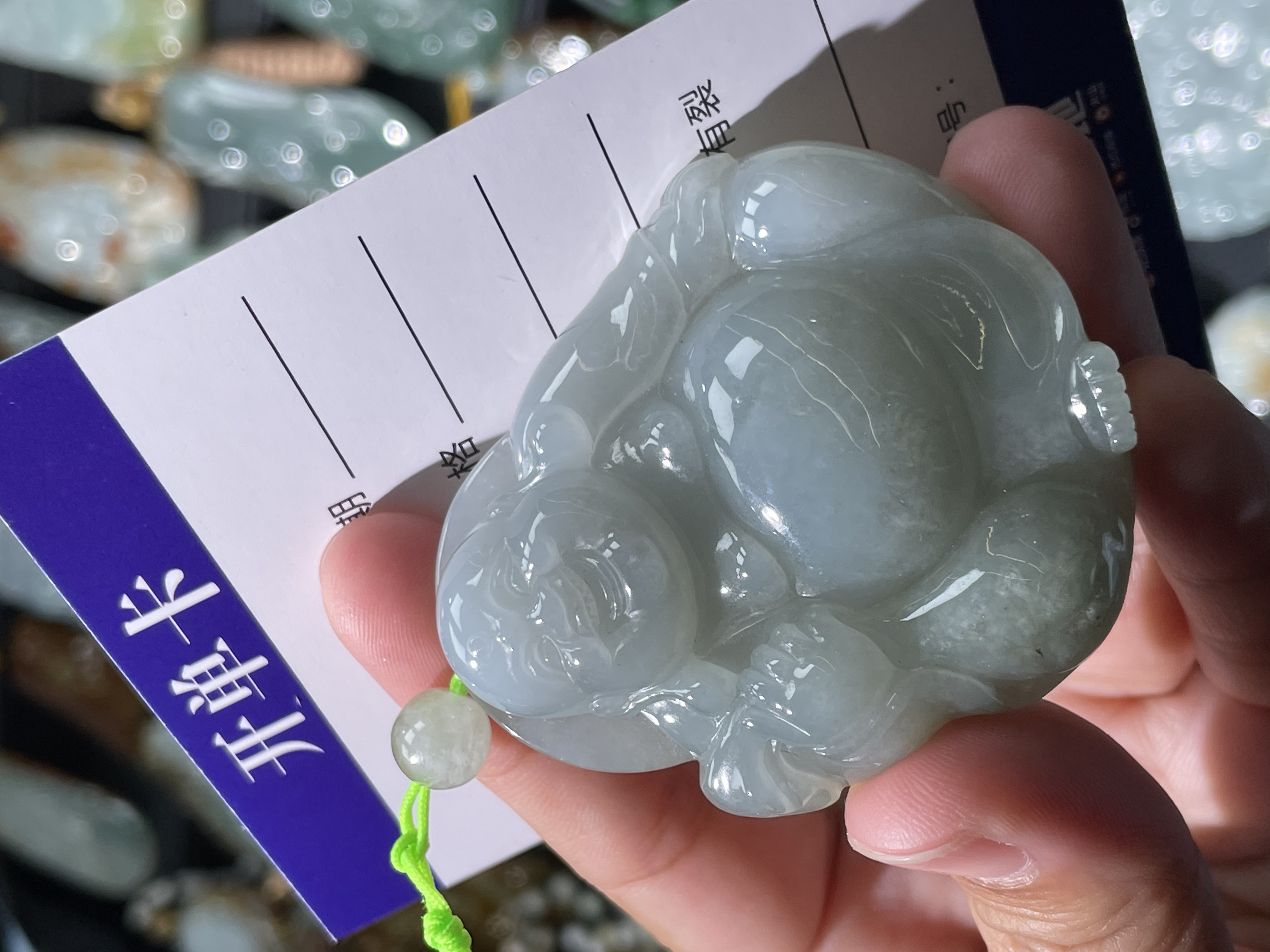 缅甸天然A货翡翠仿古牌雕刻白色平安无事大气男款精雕高冰仿古