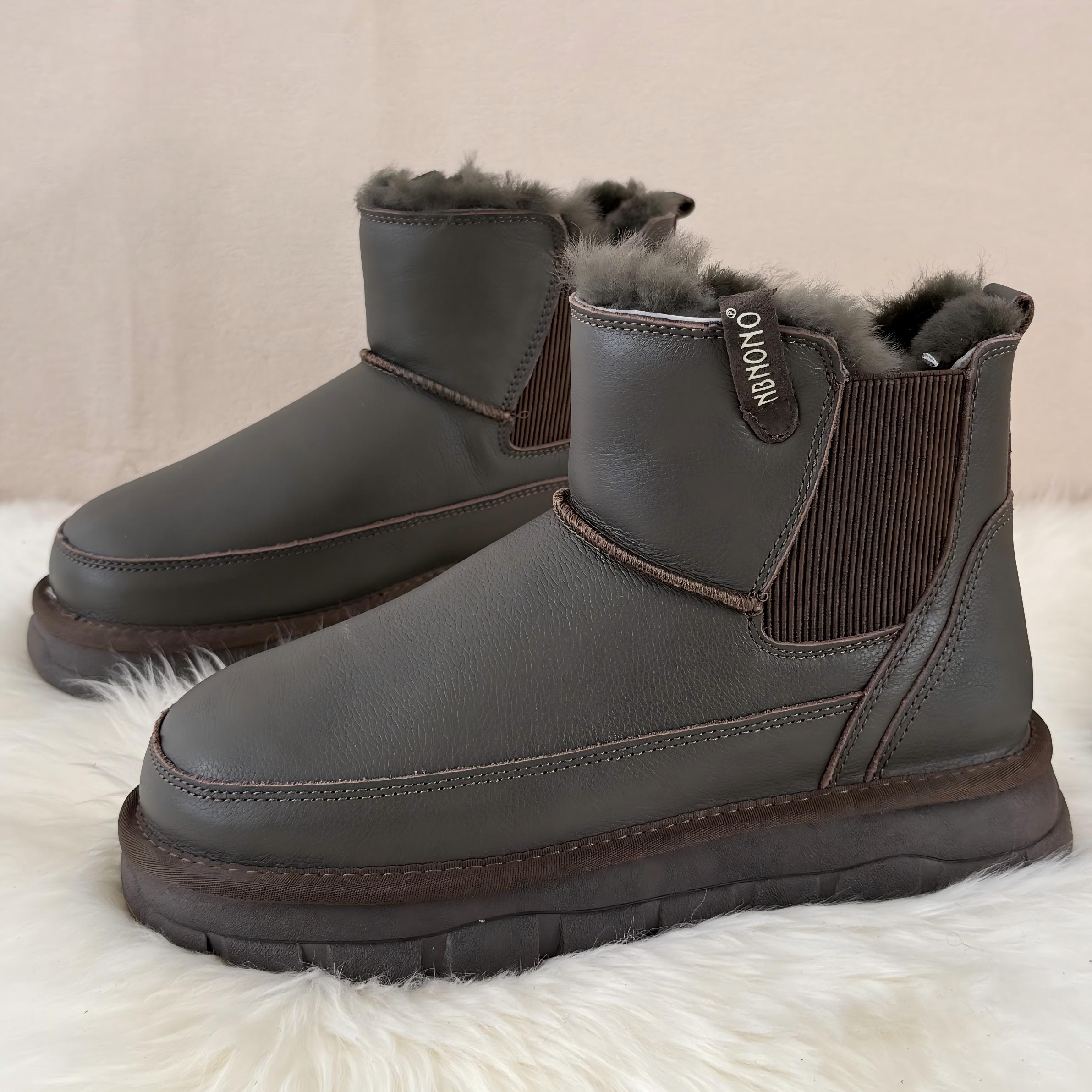 NB592全羊毛雪地靴男款皮毛一体防水防滑户外100%真羊毛雪地靴男