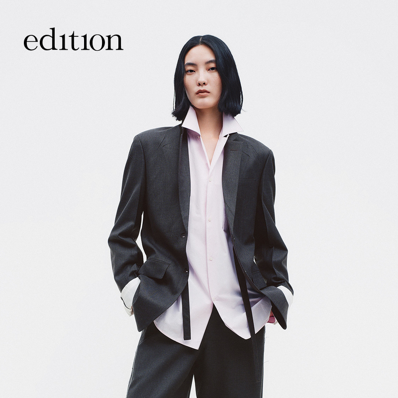 【商场同款】edition2026春季新款撞色线居家风衬衫#EBF1SHT024