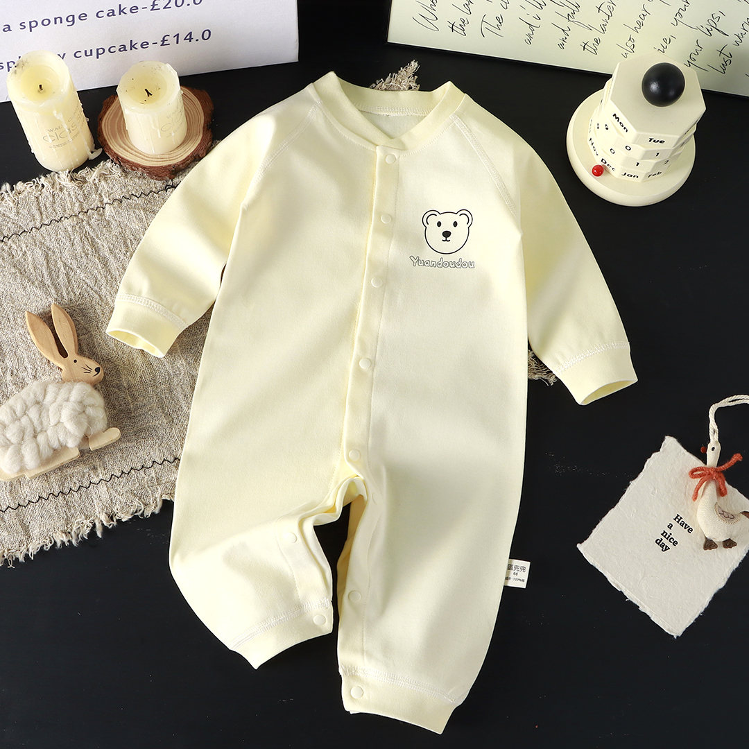 新生儿纯棉连体衣宝宝无骨长袖打底哈衣婴儿秋冬睡衣初生爬爬服