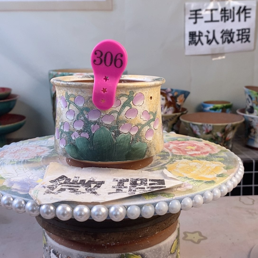 紫砂花盆红陶手绘花盆