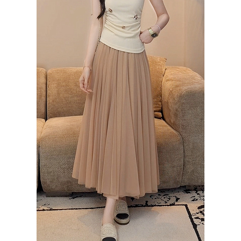 YUANLIANSU/圆脸酥【樱花碎语】夏季韩系温柔风网纱垂感飘逸半身裙