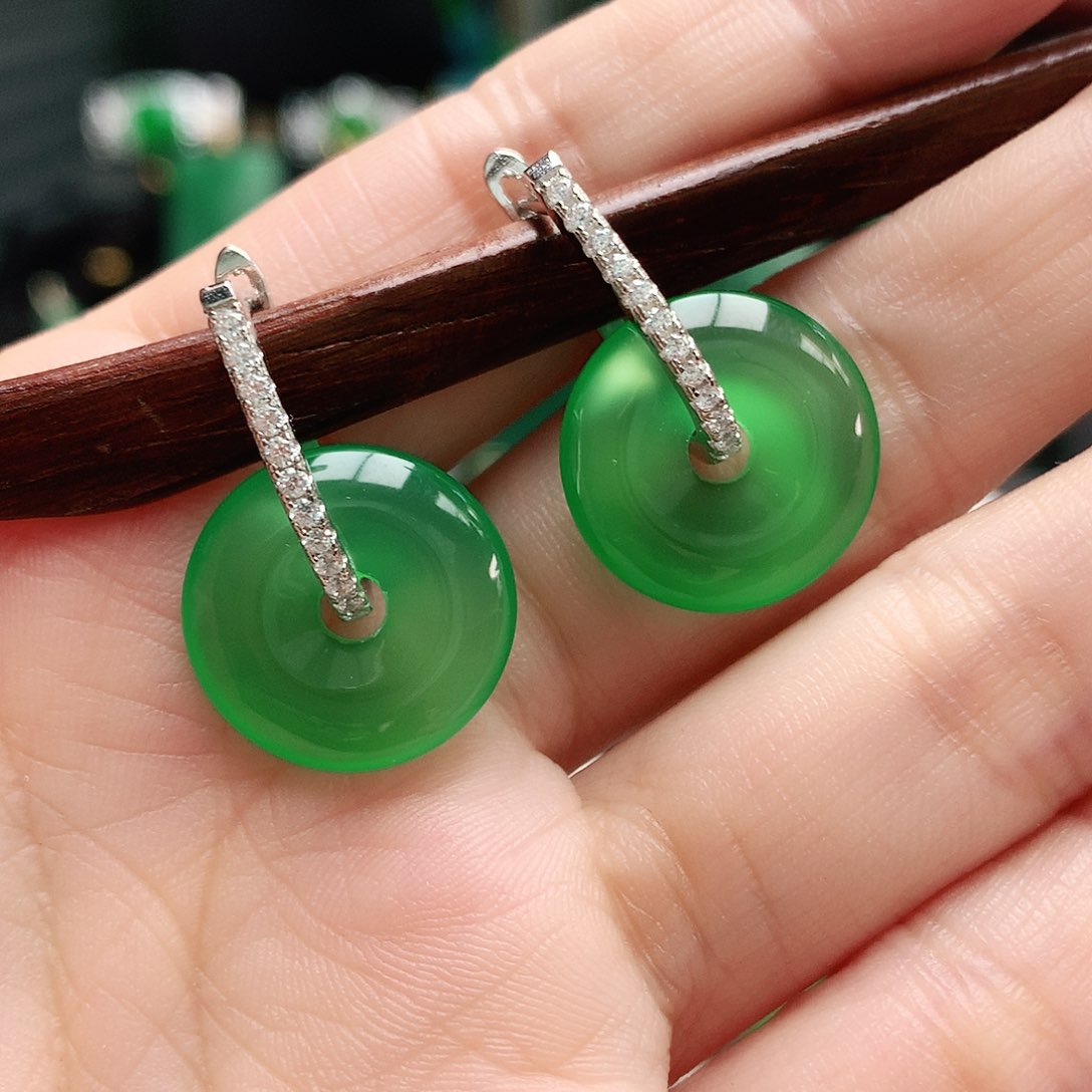 玛瑙/玉髓耳环银S925镶嵌