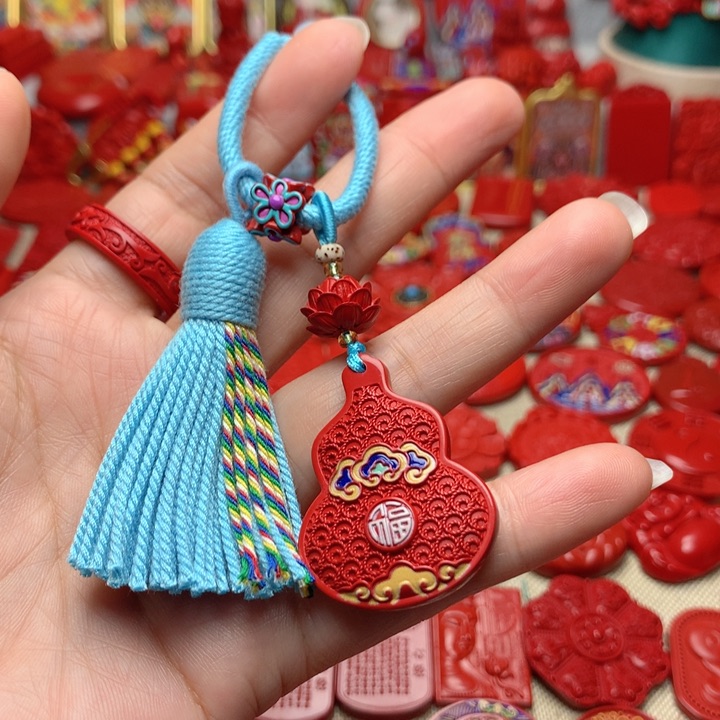 天然辰砂工艺品朱砂包包挂