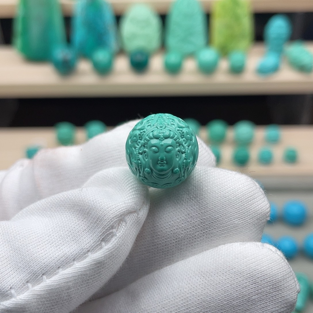湖北秦古绿料15mm观音珠