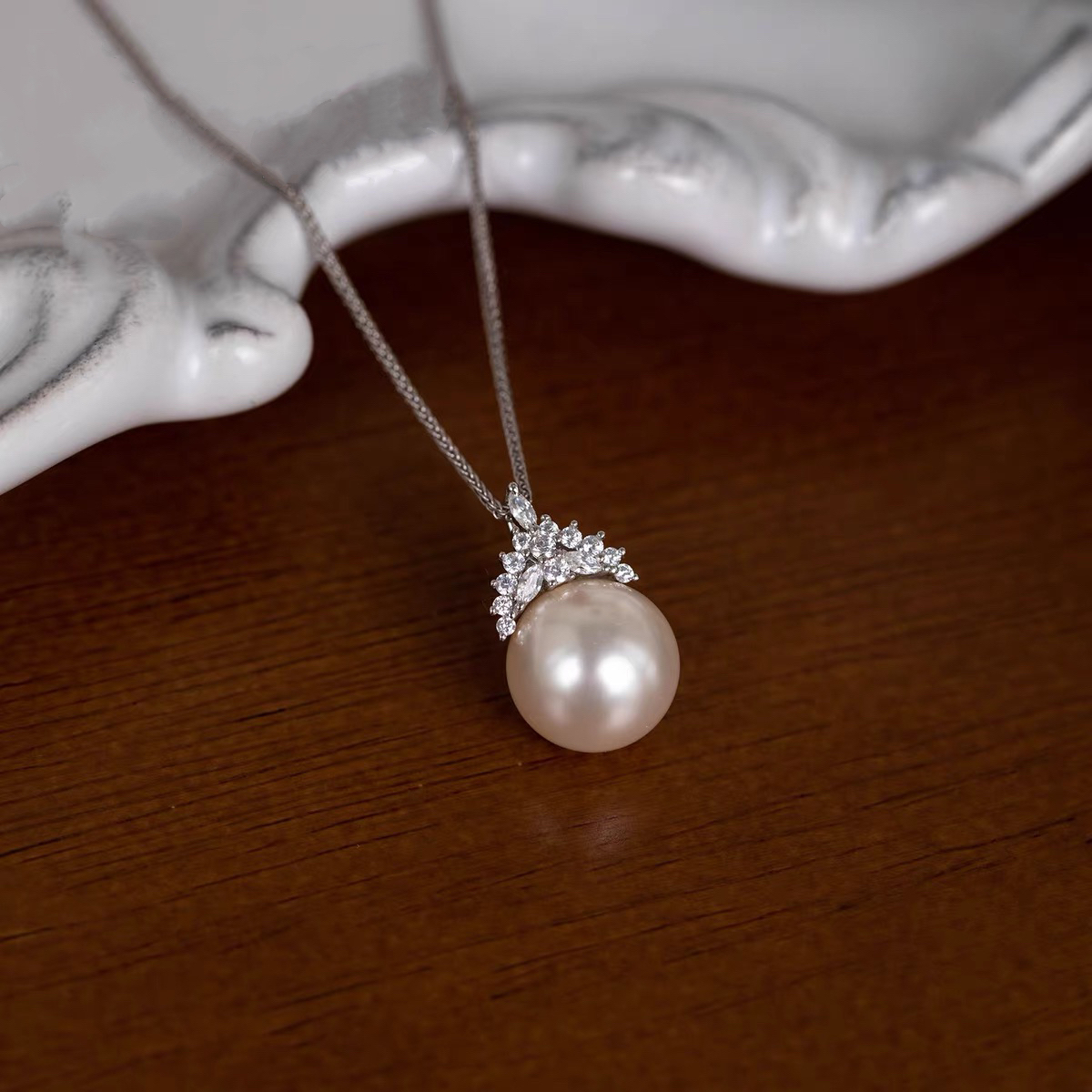 190-s925银冰雪女王珍珠项链设计款 