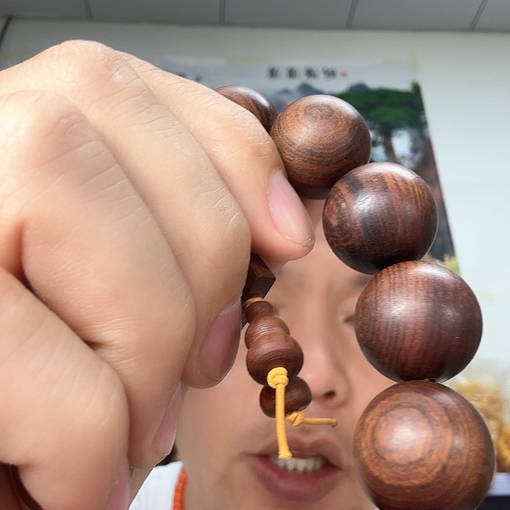 非洲紫檀（红花梨）34号卡8橘红老行桶珠项链