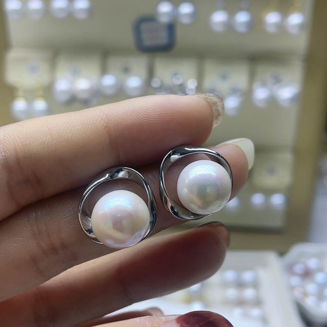 淡水珍珠耳饰银S925镶嵌