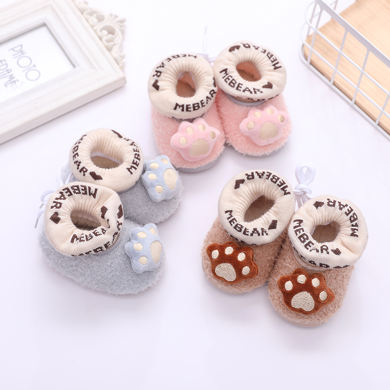 冬季婴儿0-1岁软底加绒防水棉鞋3-6-9个月宝宝保暖男女新生儿袜鞋