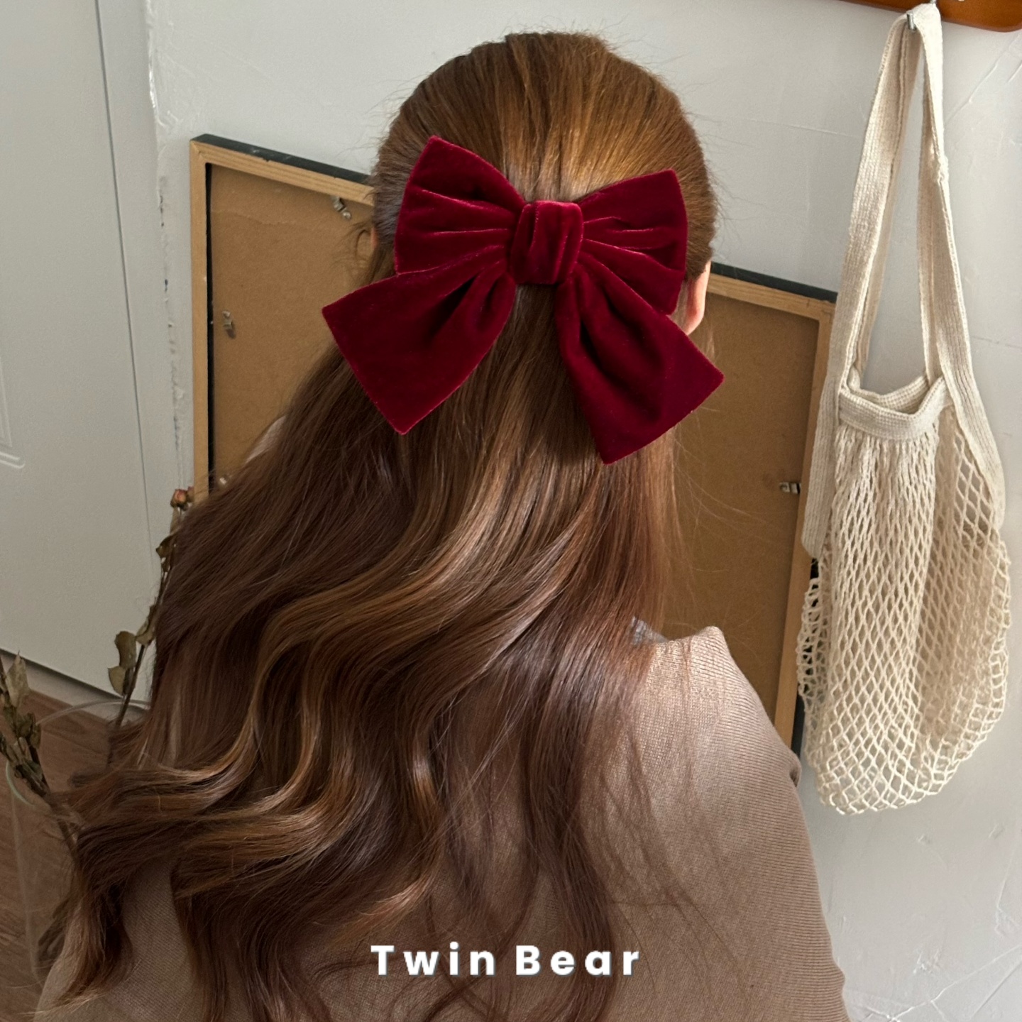 T084 高端黑色丝绒蝴蝶结发夹发饰后脑勺公主风发卡秋冬女