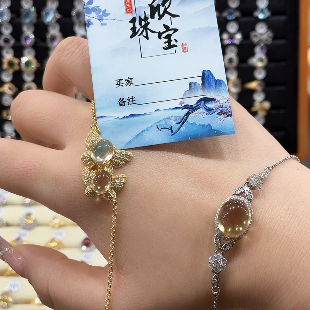 黄晶手链女款银S925镶嵌女****@