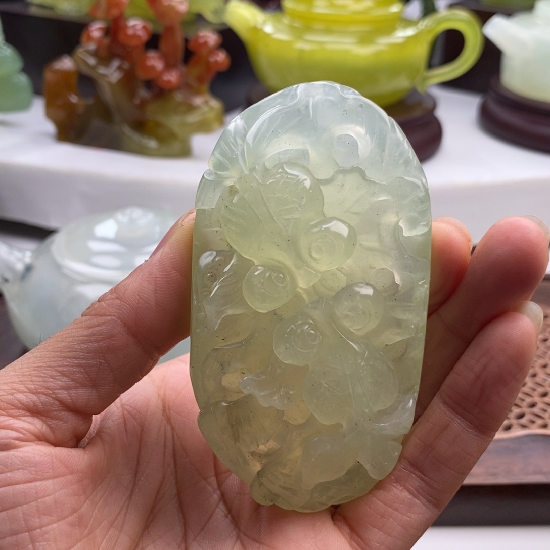 岫玉未镶嵌四大名玉手把件