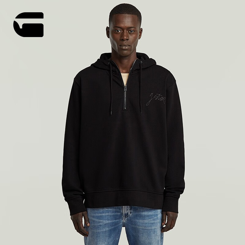 G-STAR RAW25年秋季新款Script半拉链连帽卫衣男士宽松潮流时尚上