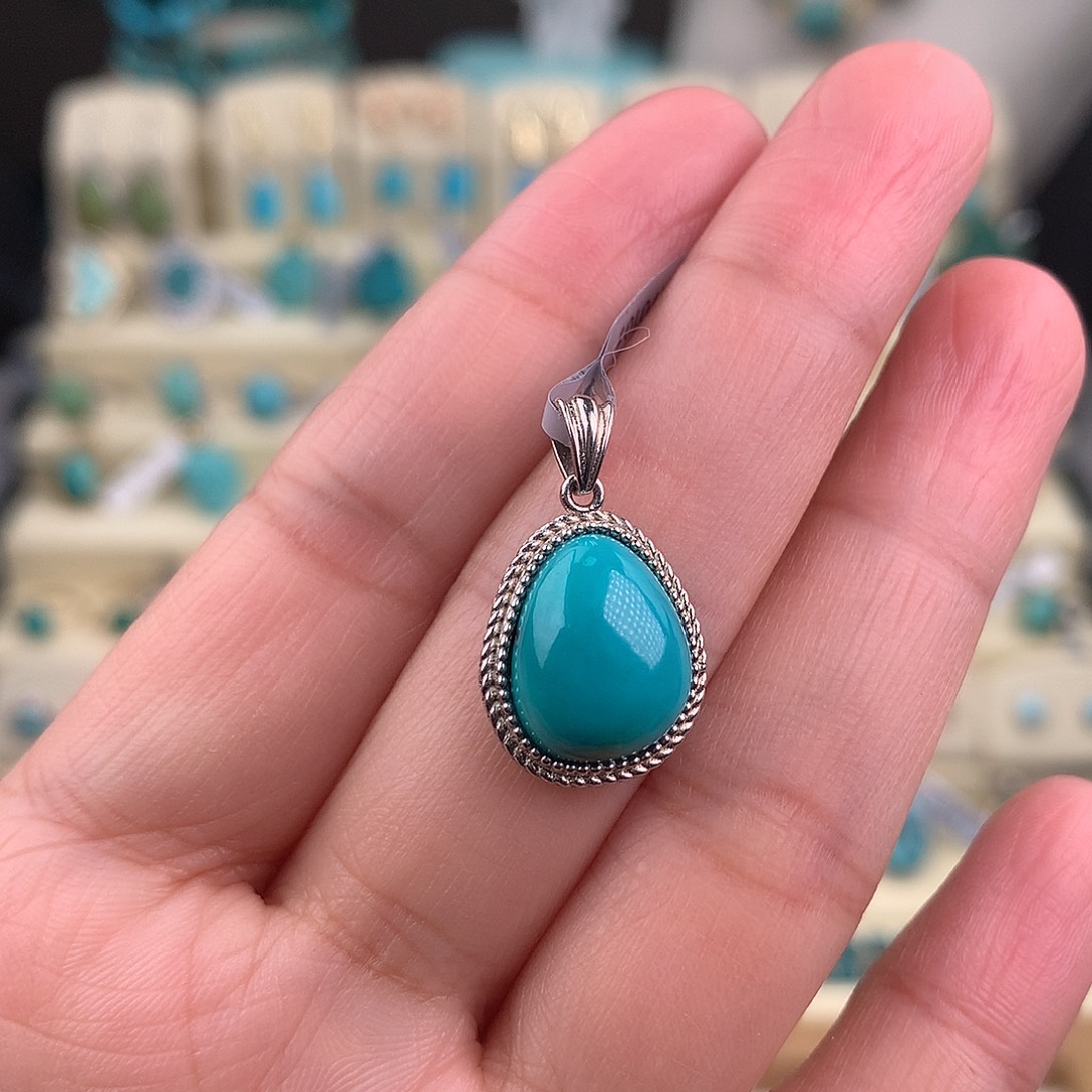 绿松石银S925镶嵌颈饰