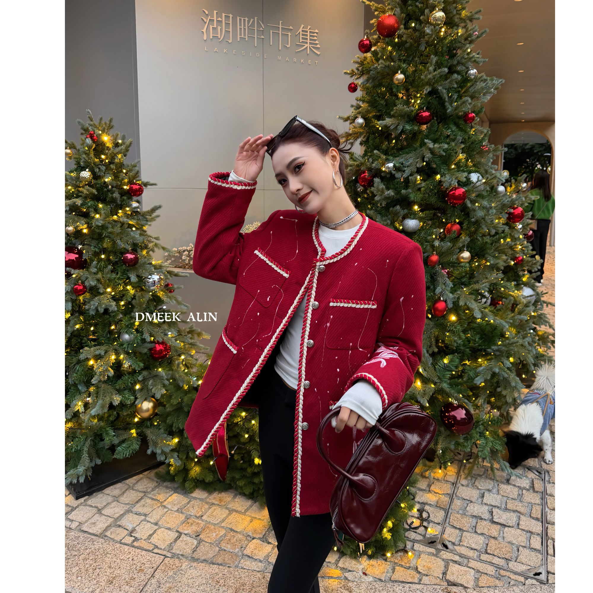 【XILIN ALIN 圣诞序曲】原创感小众设计重工手绘涂鸦加厚外套