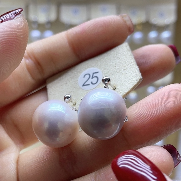 淡水珍珠耳饰银S925镶嵌