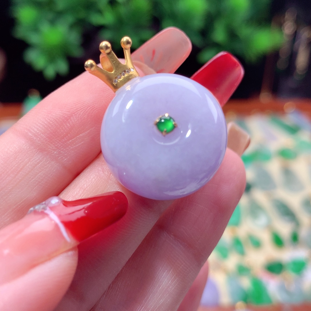 翡翠吊坠(不含链)18K金镶嵌