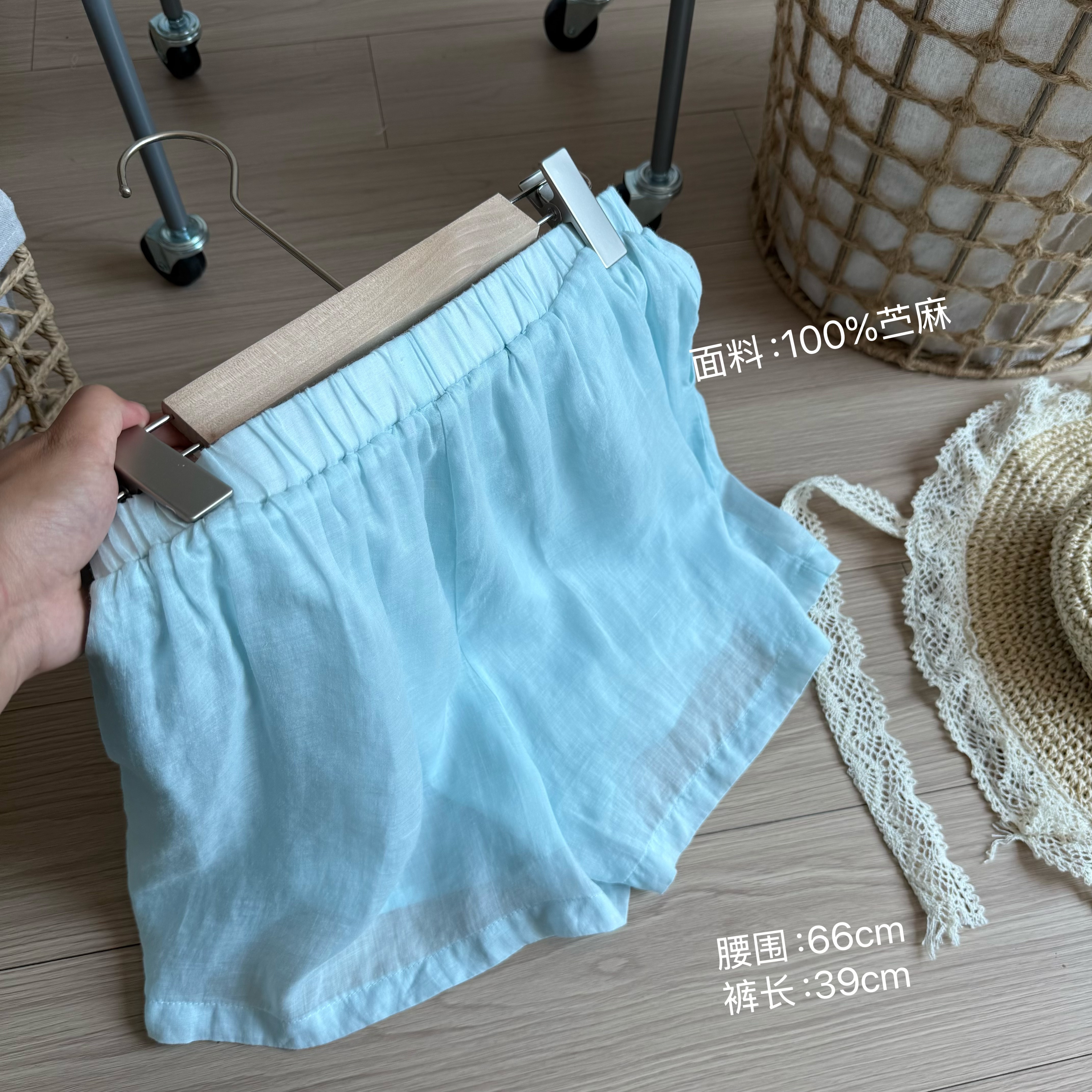 小柒家Y426-高腰裙裤夏季纯色透气短裤热裤宽松薄款极简风