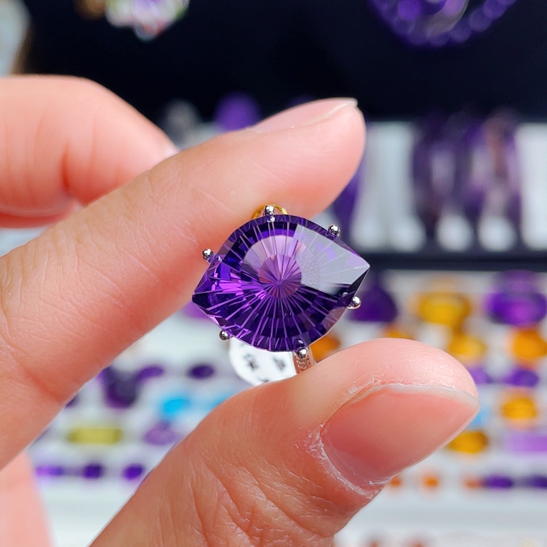 银S925镶嵌戒指紫晶天然保真