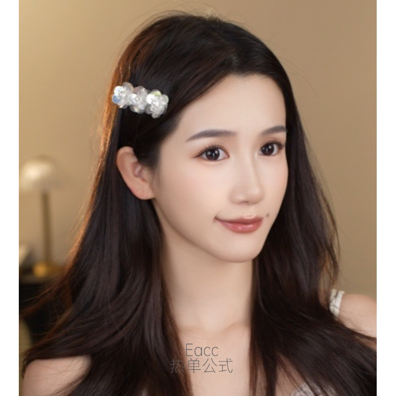 韩国东大门手做亮片花朵发夹甜美气质甜酷边夹碎发夹刘海侧边夹