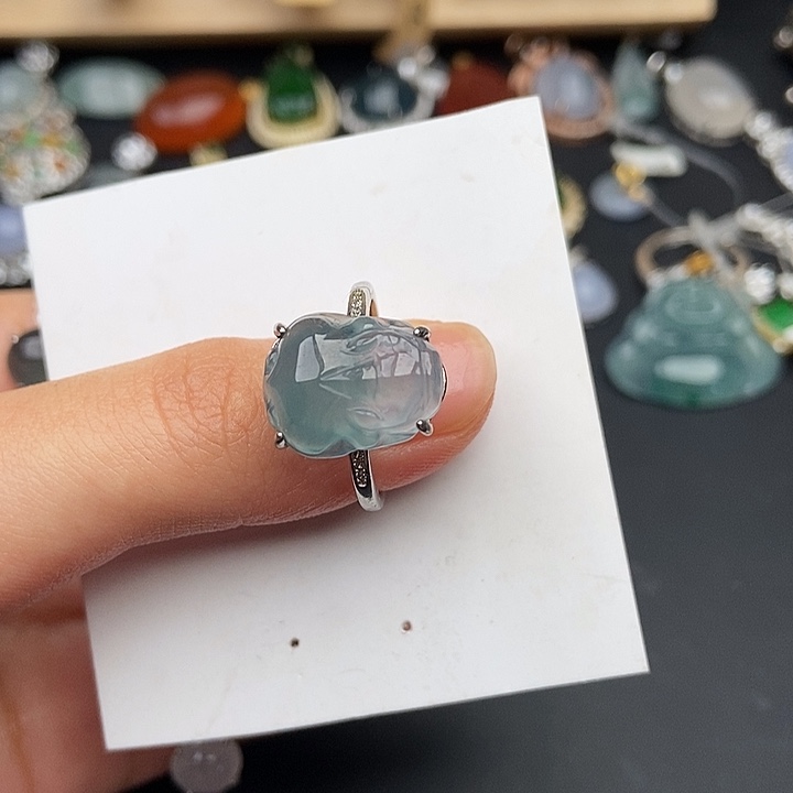 翡翠银S925镶嵌戒指