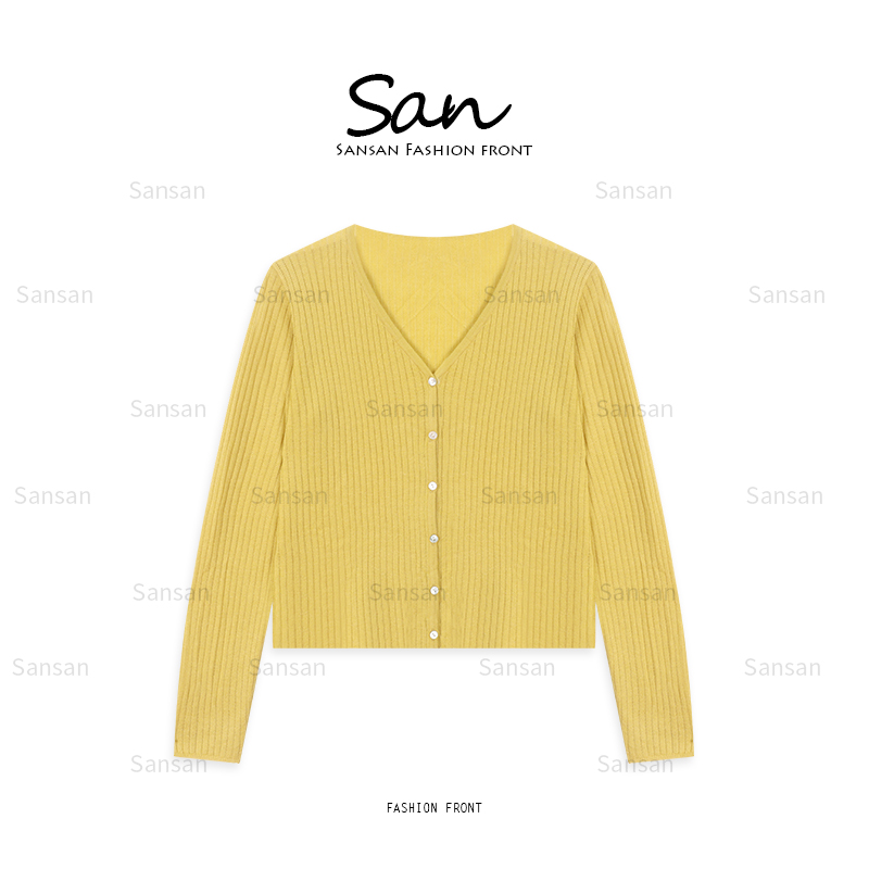 【SANSAN】气质显瘦百搭竖条宽松休闲长袖防晒开衫外套DY-90422