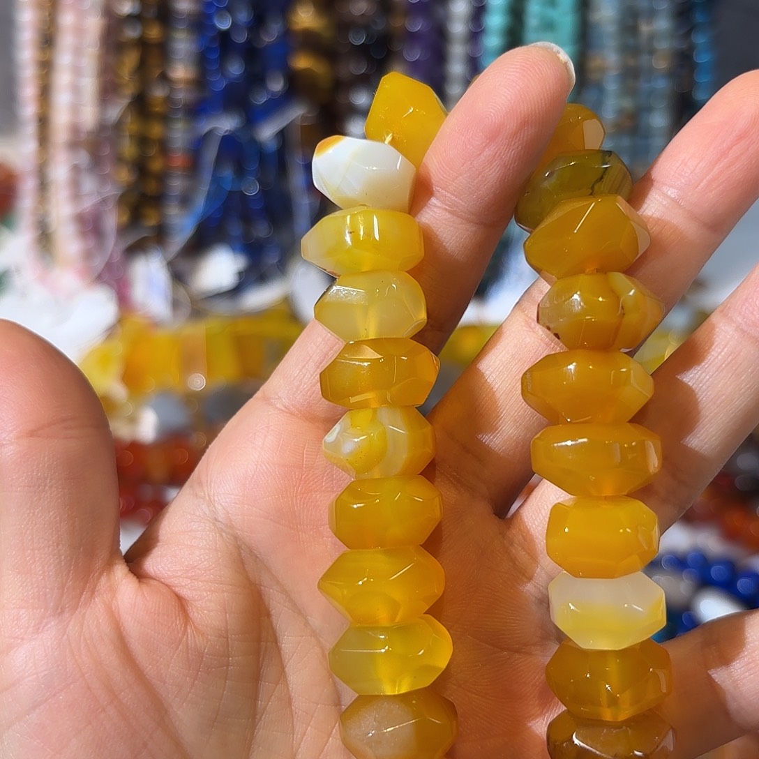 玛瑙/玉髓合金珠宝半成品黄玛瑙一条10-16