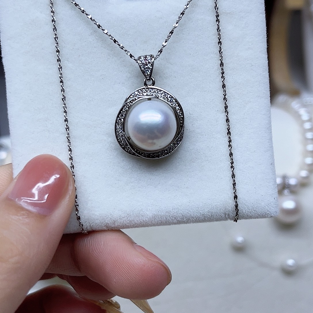 淡水珍珠银S925镶嵌颈饰