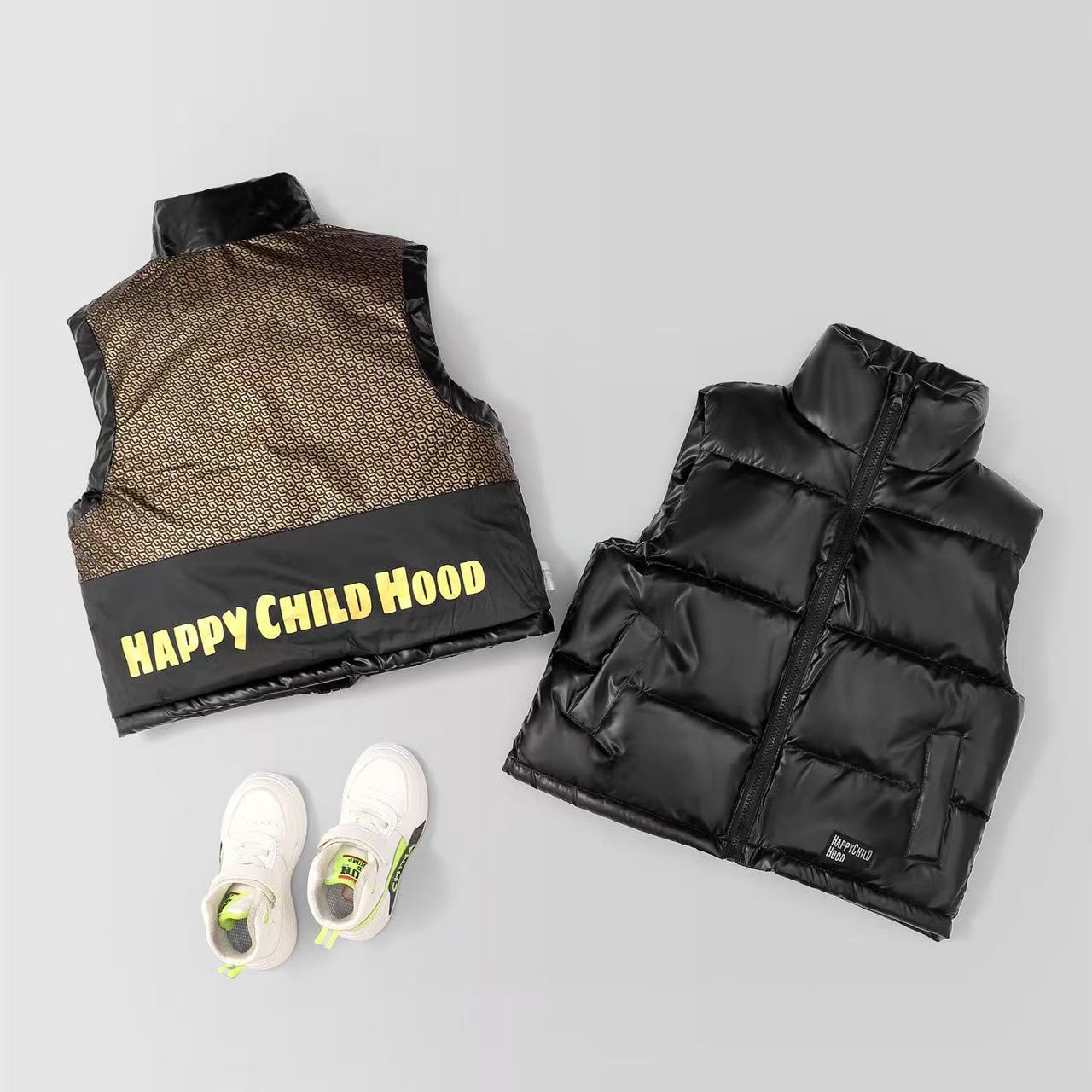 儿童马甲宝宝外穿加厚棉背心男女童连帽坎肩保暖马夹冬新款 