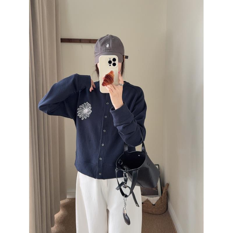 小雏菊复古休闲秋季新款韩系宽松时尚百搭慵懒风卫衣外套-25092
