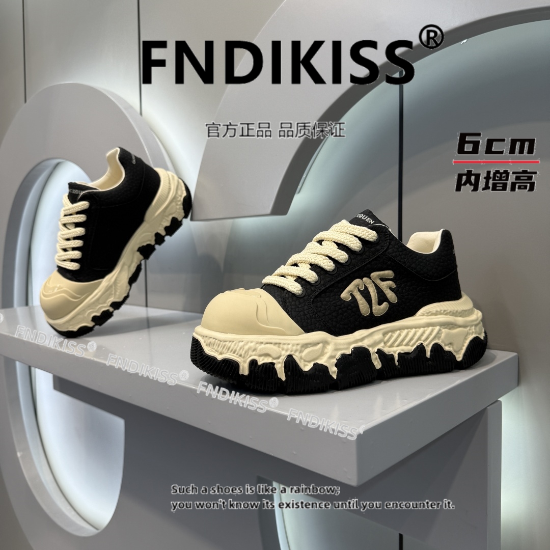 高级感厚底休闲鞋子男2025新款隐形内增高6cm百搭男士运动面包鞋