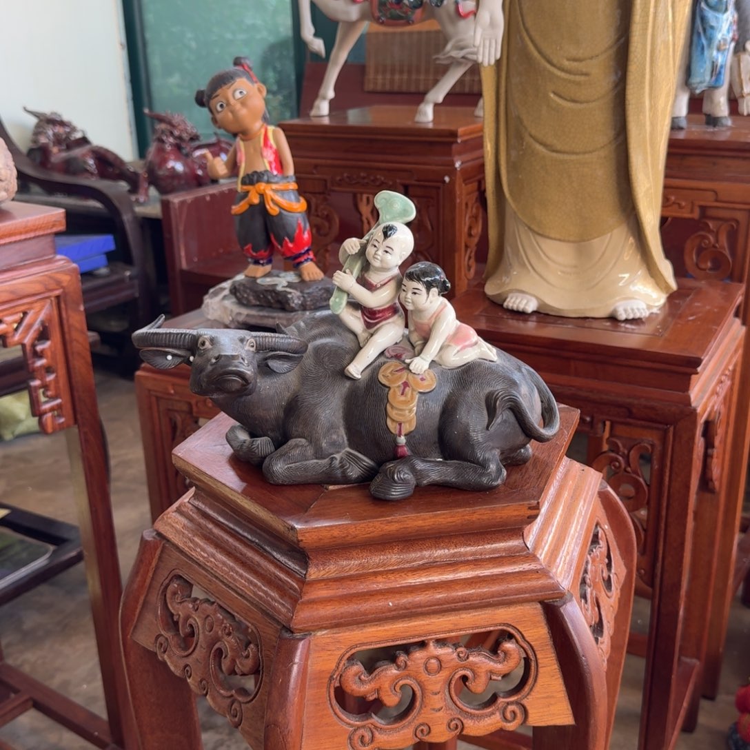 奋***人石湾窑陶瓷摆件骑牛童子