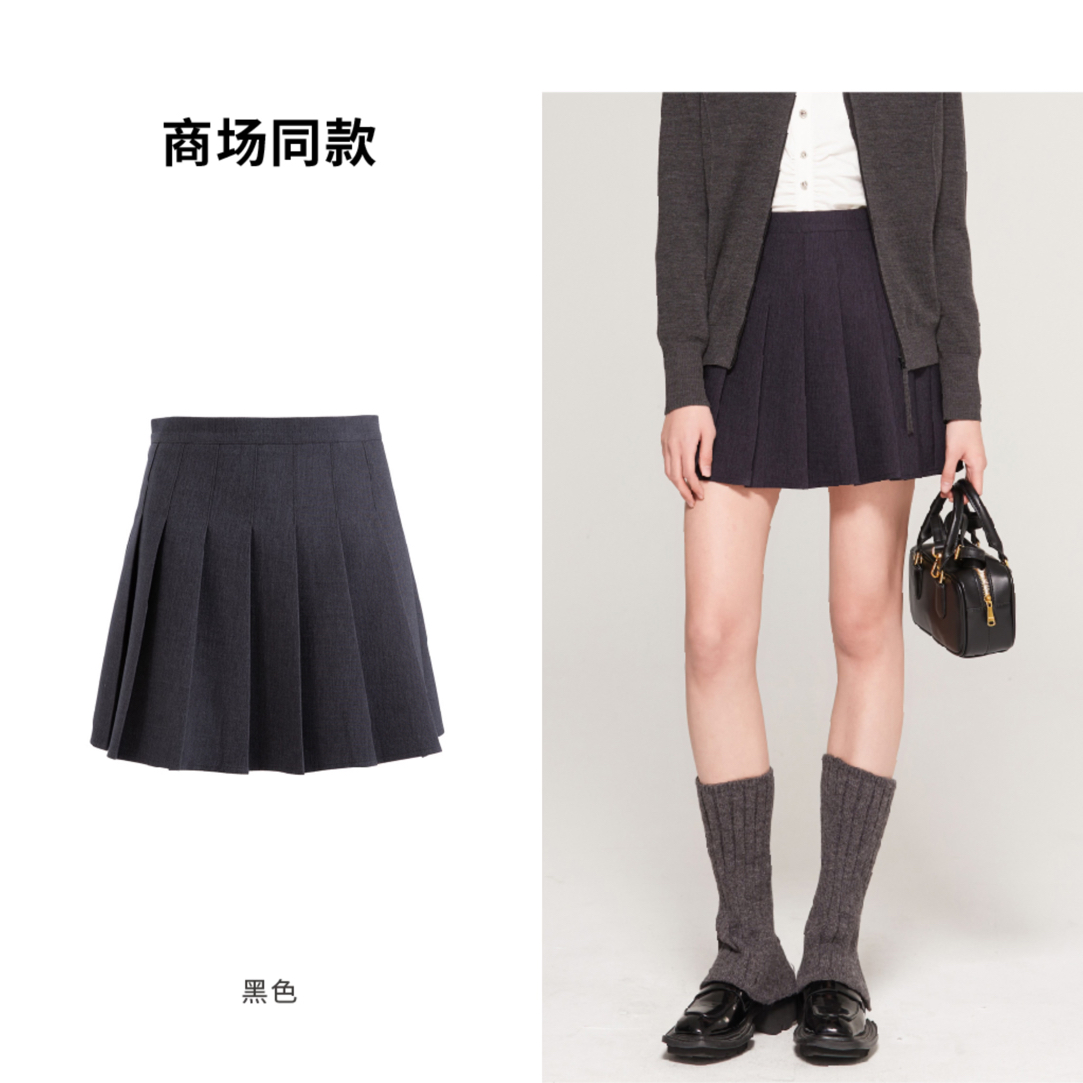 高腰显瘦百褶半身裙秋季学院风a字短裙经典款式