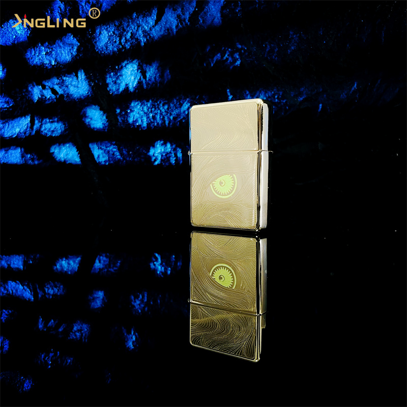 NGLING夜光秋水含情防风煤油打火机复古创意金色国风,