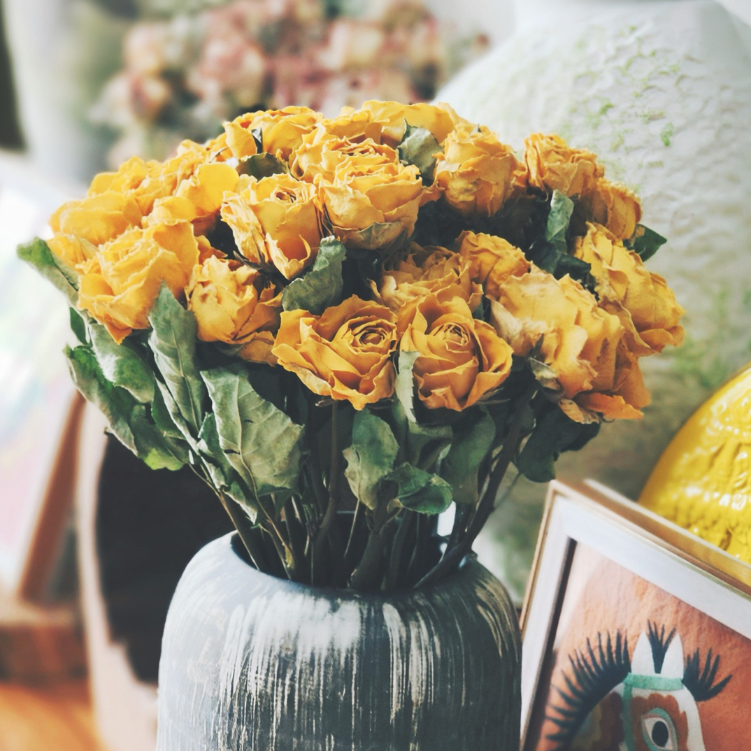 【金枝玉叶】家居，客厅，闲置摆件，增添家居氛围气息，玫瑰干花真花