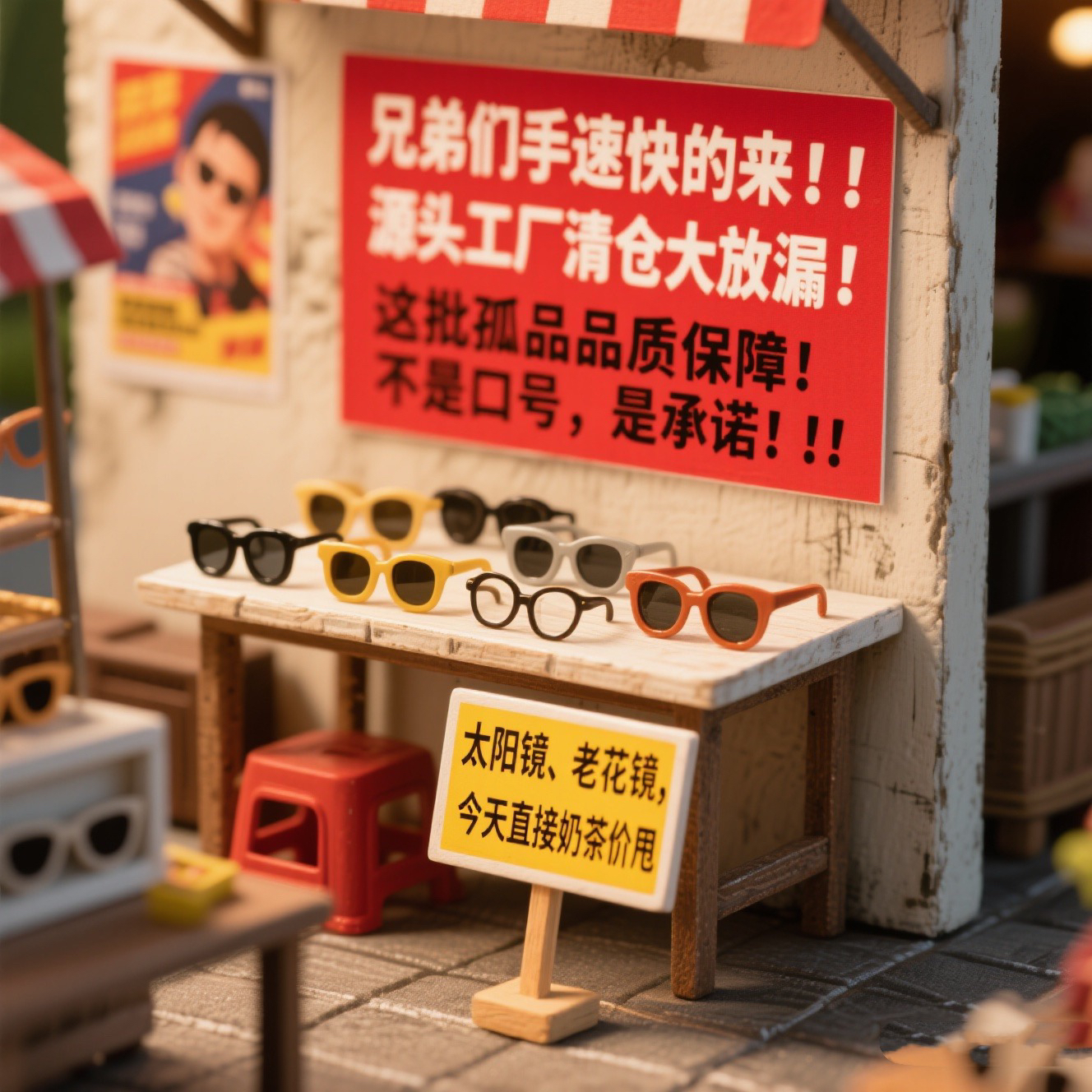 B宠粉孤品时尚男女复古太阳镜白色老花镜叫到名字去下单1奶茶眼睛