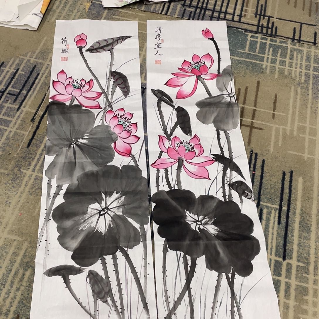 国画王老师四尺对开11111