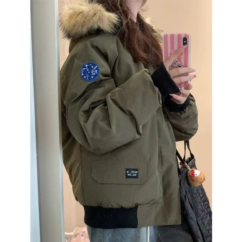 美式复古棉袄派克服毛领棉服冬季加厚保暖棉衣小个子外套百搭爆款