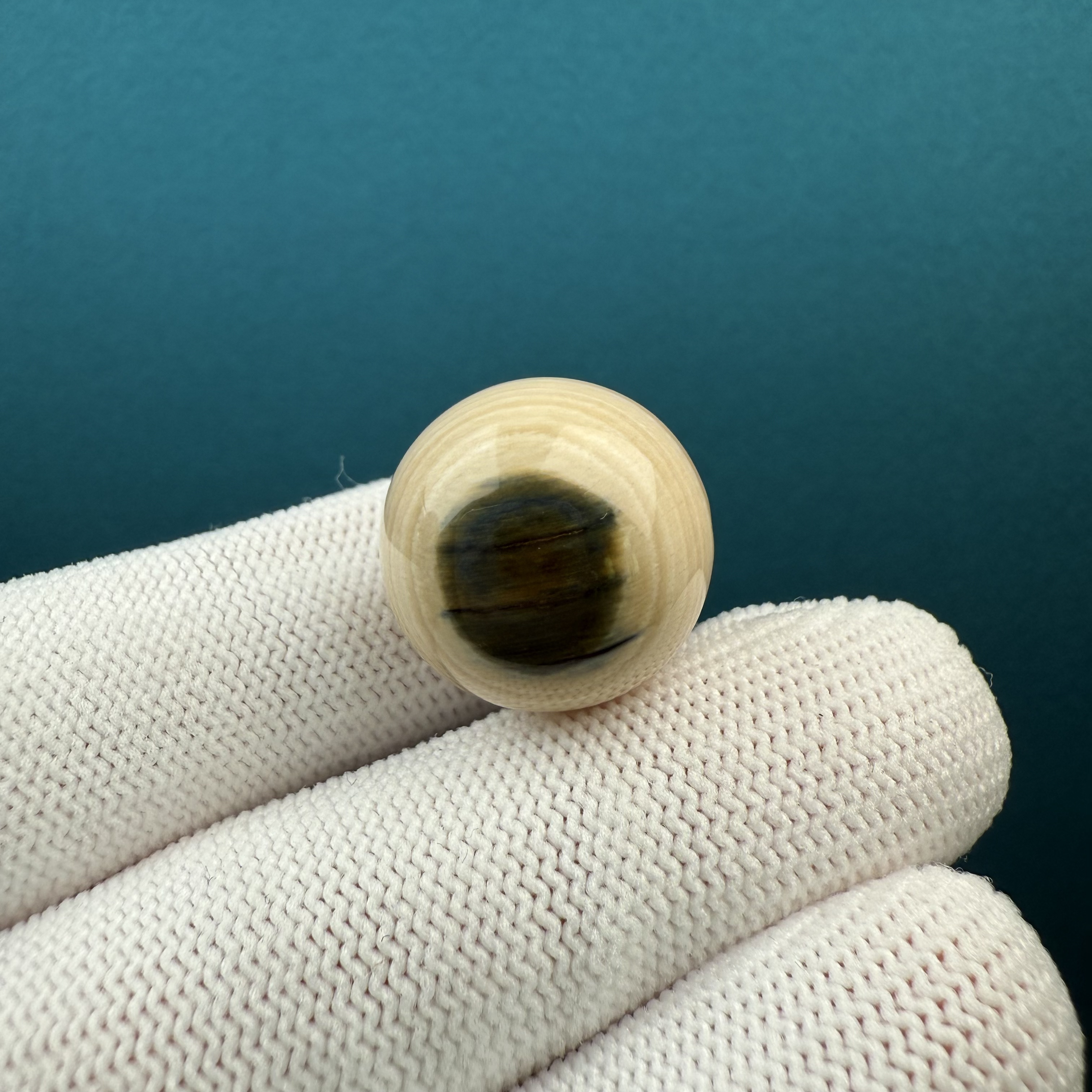 K23-91天然猛犸牙蓝眼单珠18mm支持鉴定假一罚四