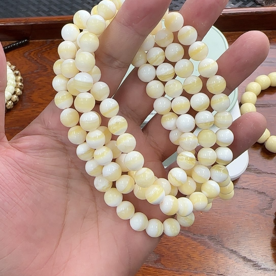 白玉菩提手串8m108粗金线