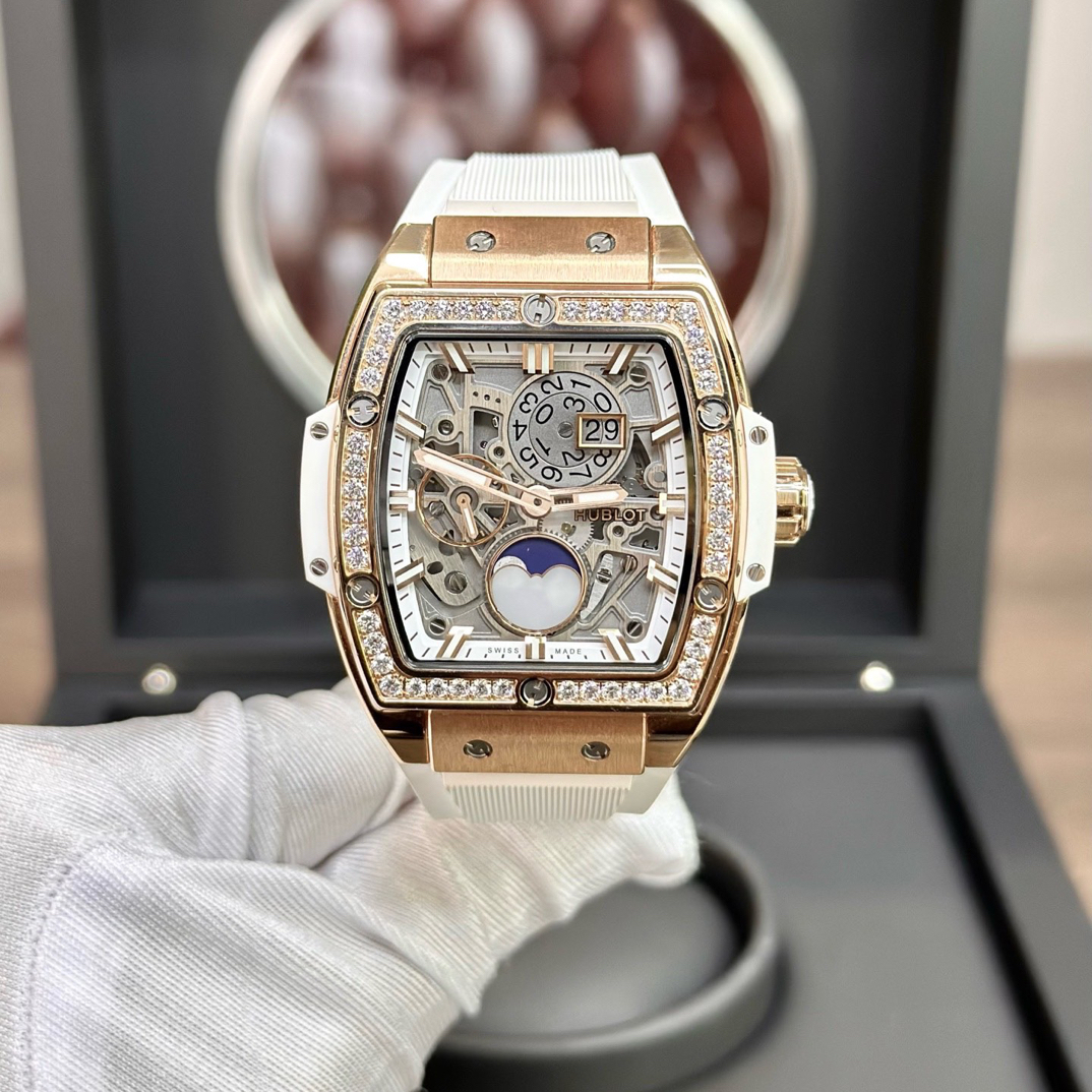 99新 Hublot/宇舶表 647大爆炸42玫金原钻镂空盘条刻/胶带/卡21年