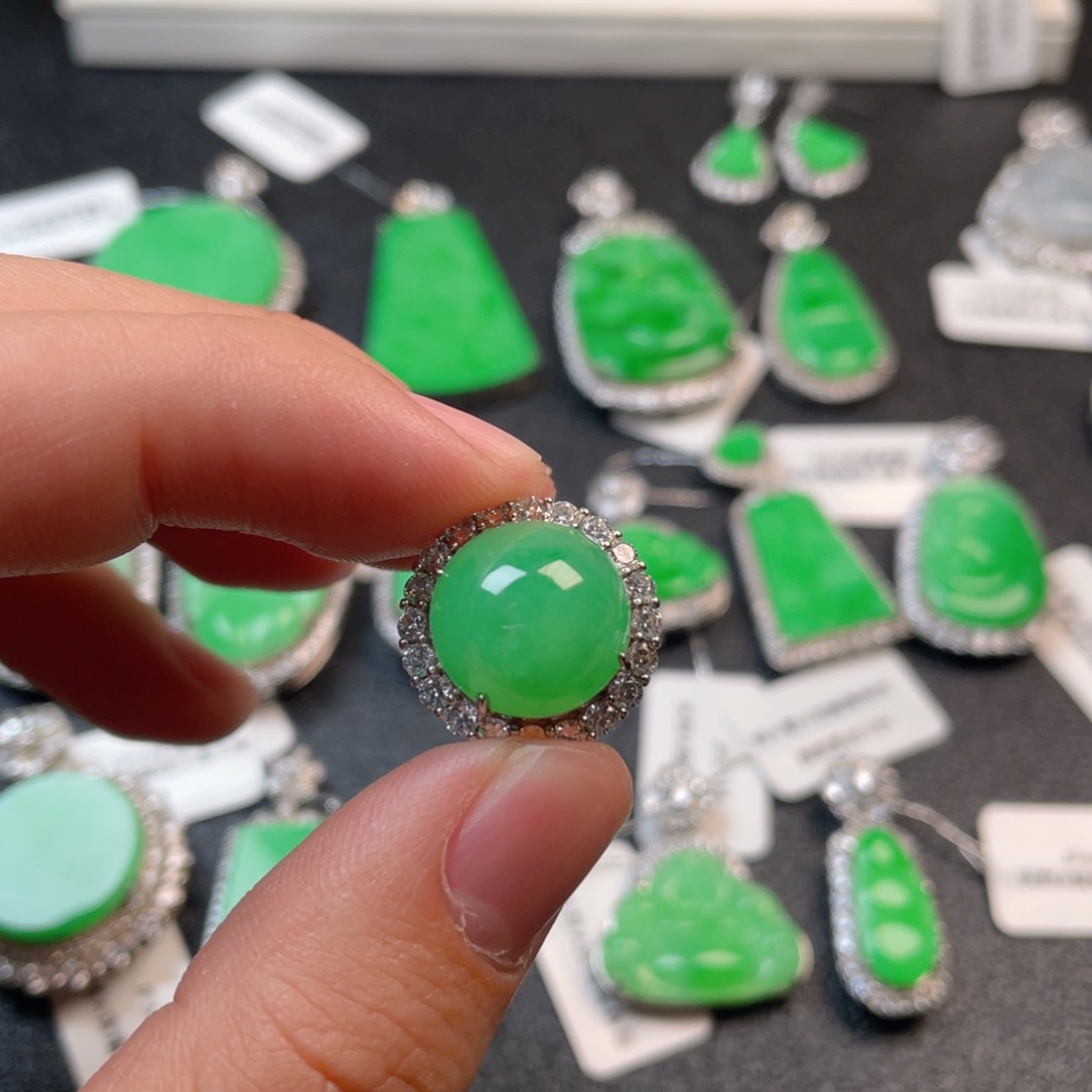 翡翠吊坠(不含链)银S925镶嵌