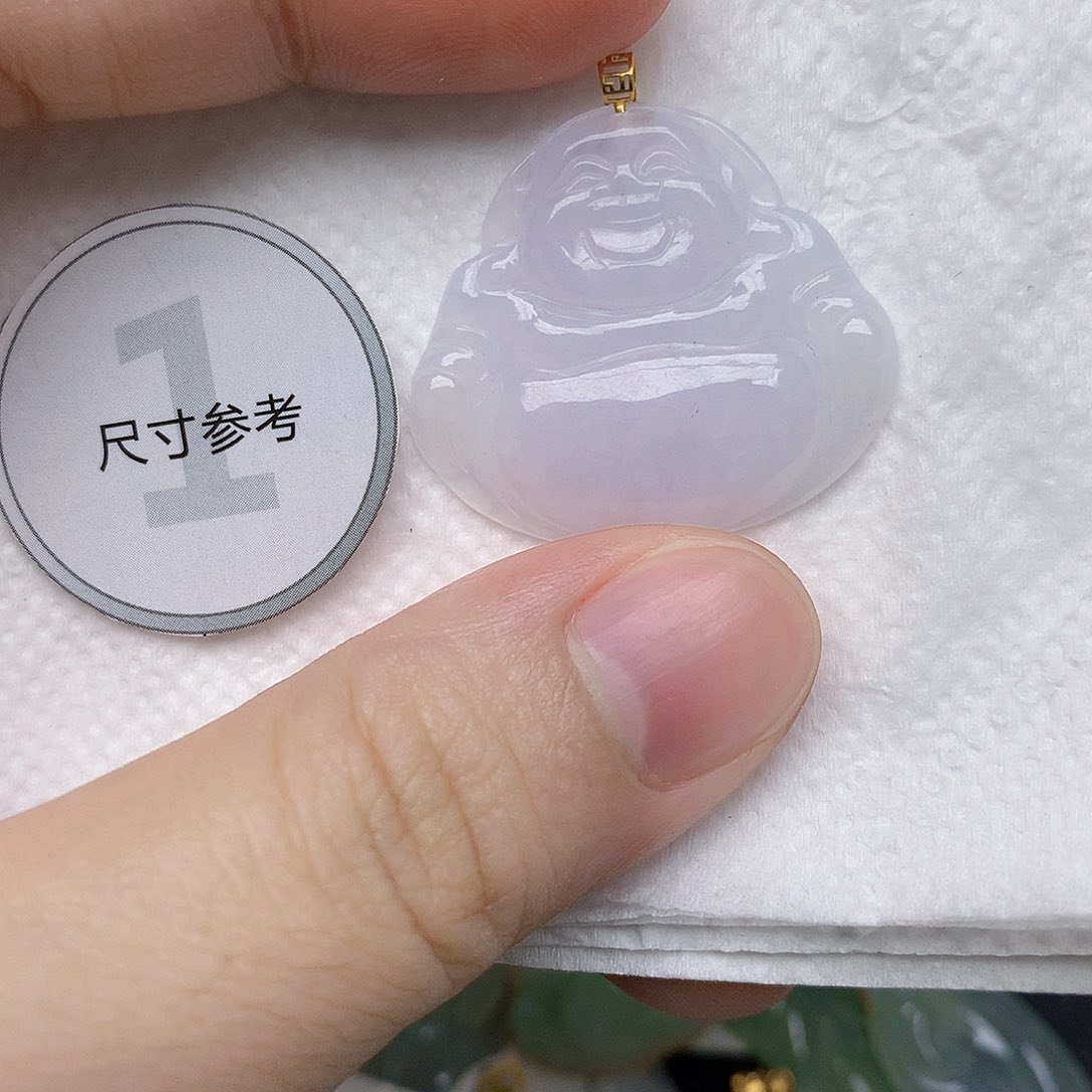 翡翠18K金镶嵌颈饰天然A货翡翠