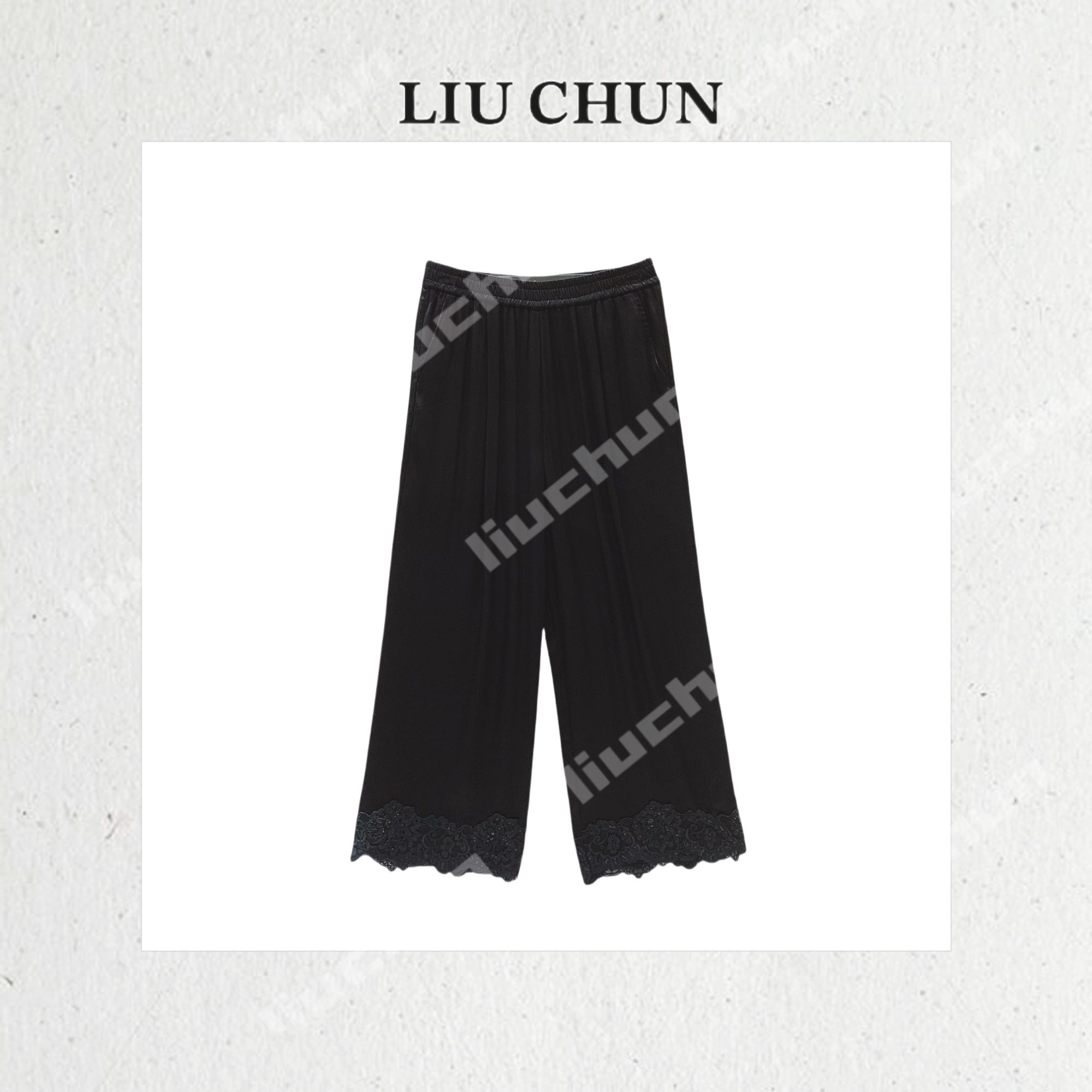 【裤腿绣花】CHUN家松紧腰阔腿裤