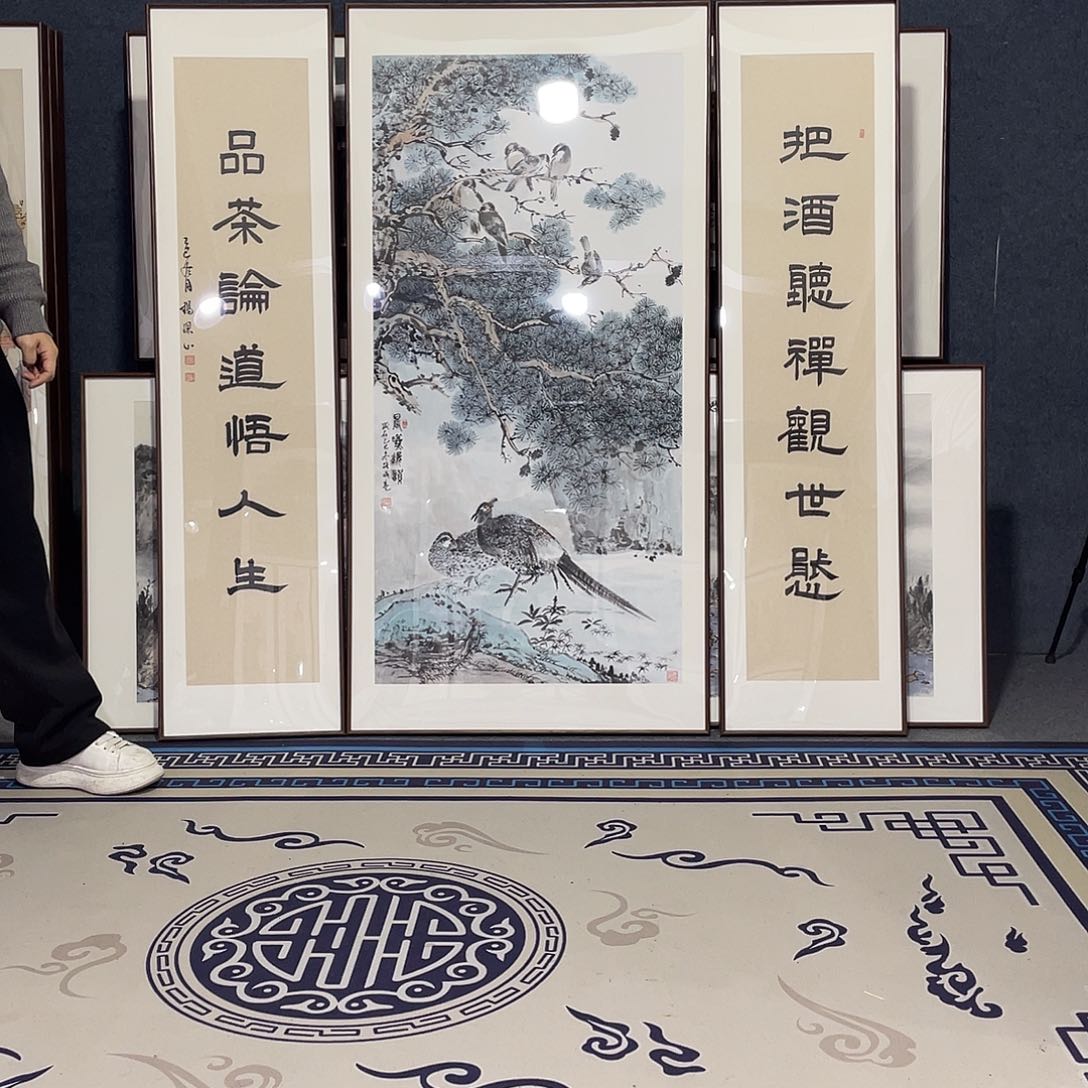 国画手绘画作品带框