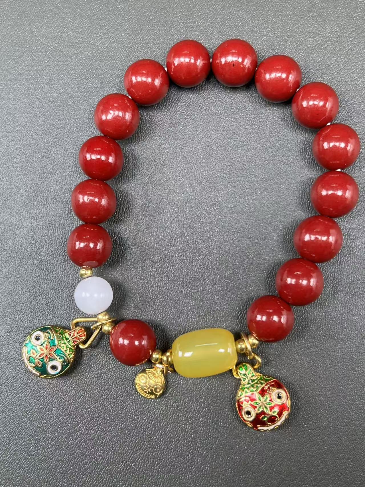 含辰砂工艺品朱砂精美手串0.8 无礼盒 A039