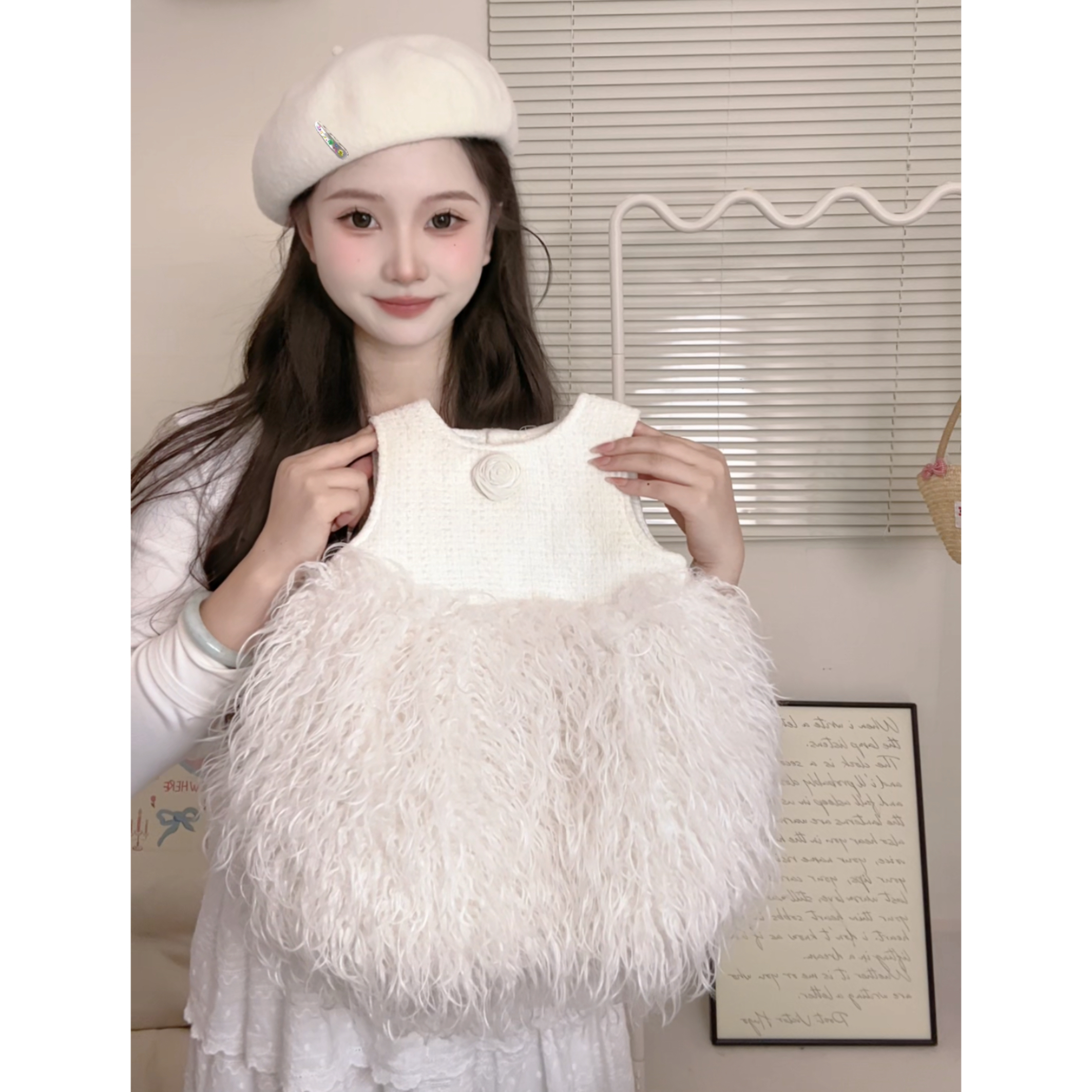 高定版女童小香风流苏公主裙女宝宝周岁夹棉礼服裙洋气背心裙