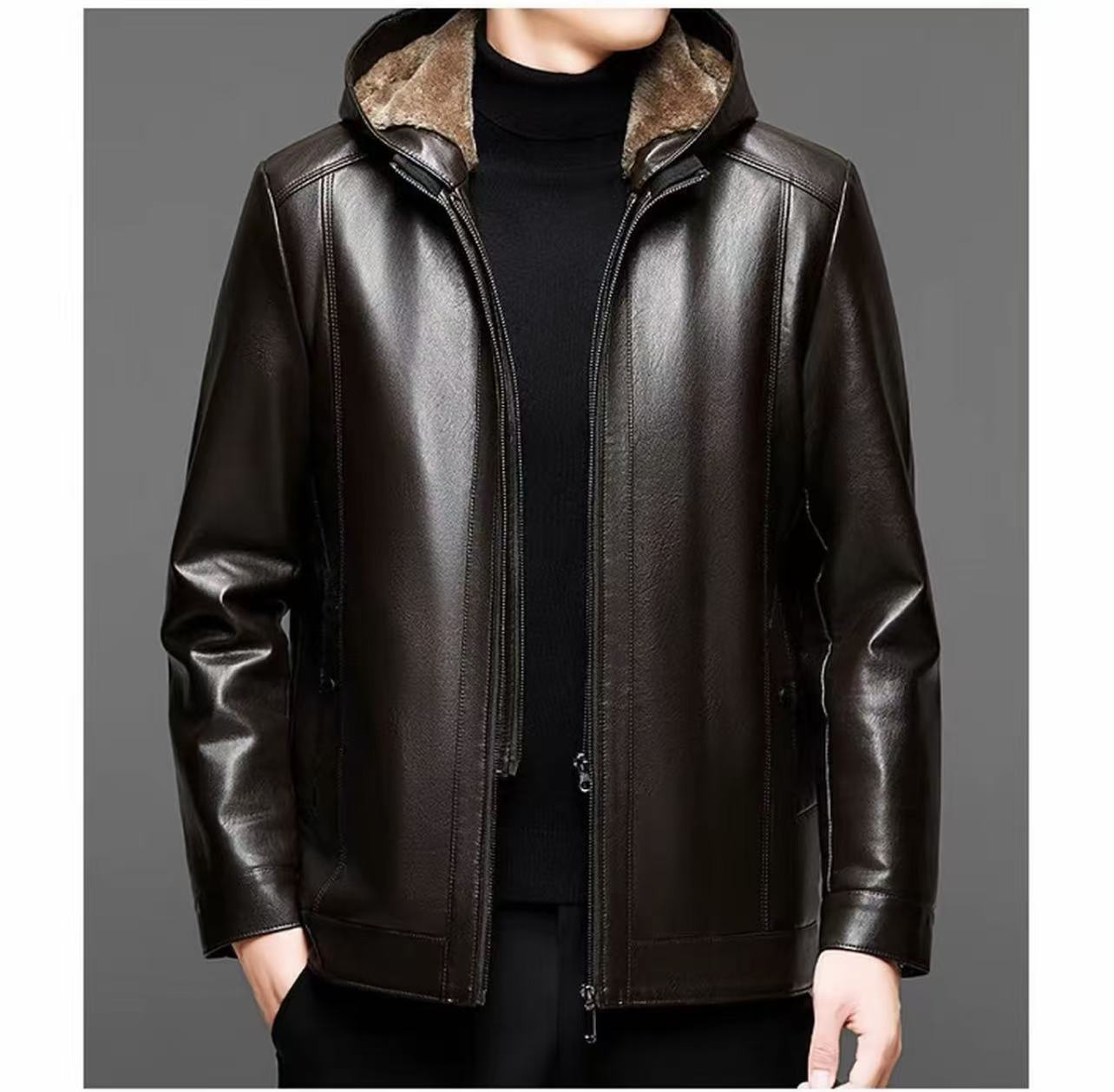 【时尚帽款】冬季新款男士可脱卸帽款加绒加厚休闲商务保暖夹克外套