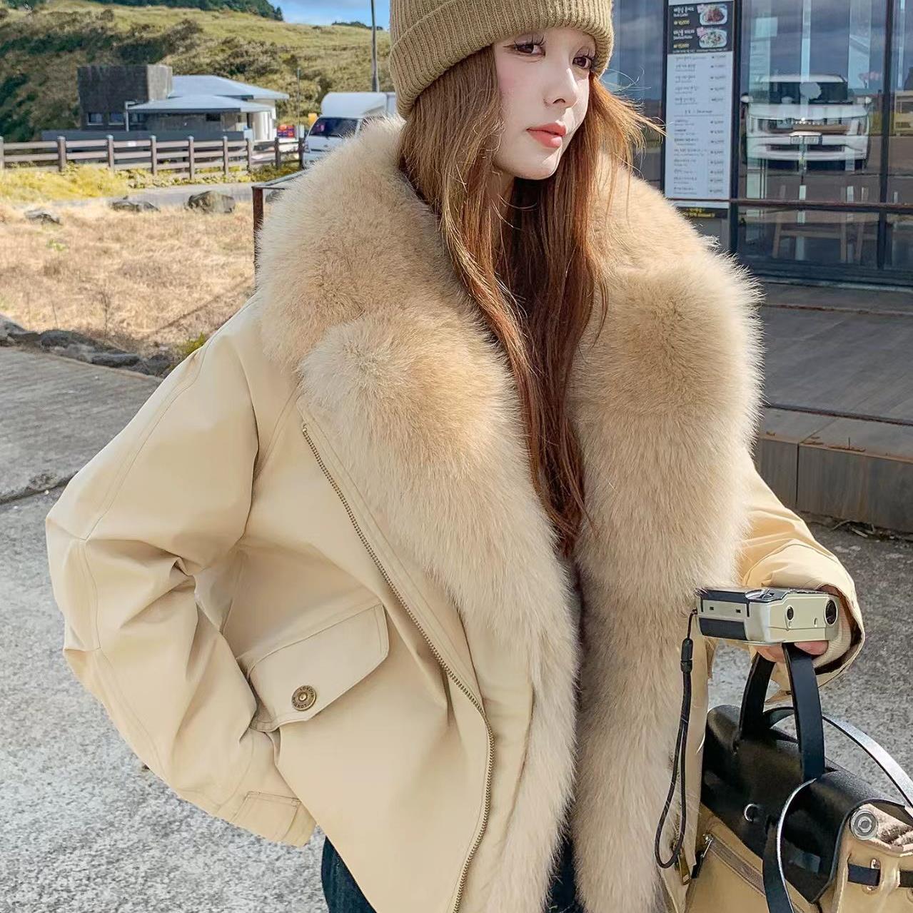 【送毛领】2025秋冬新款气质长袖棉服3899外套女装修身收腰棉袄