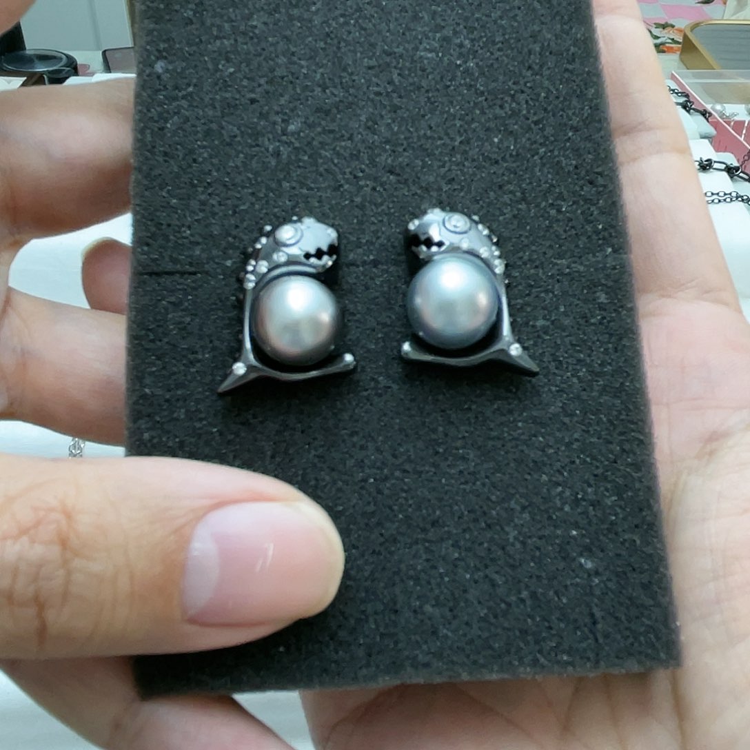 海水珍珠耳饰银S925镶嵌